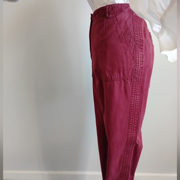 Talbots Slim Cargo Pants Cranberry Red Cotton Blend Classic Carhartt Style Sz 10 - Picture 8 of 17